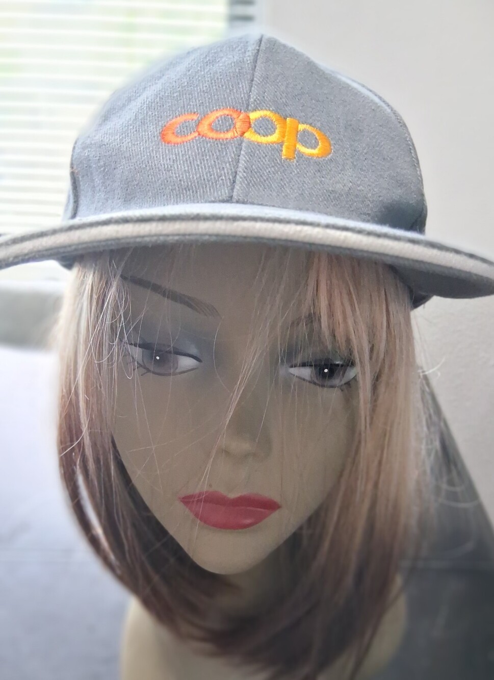 Gray Baseball Cap with Orange Logo - Women Accessories